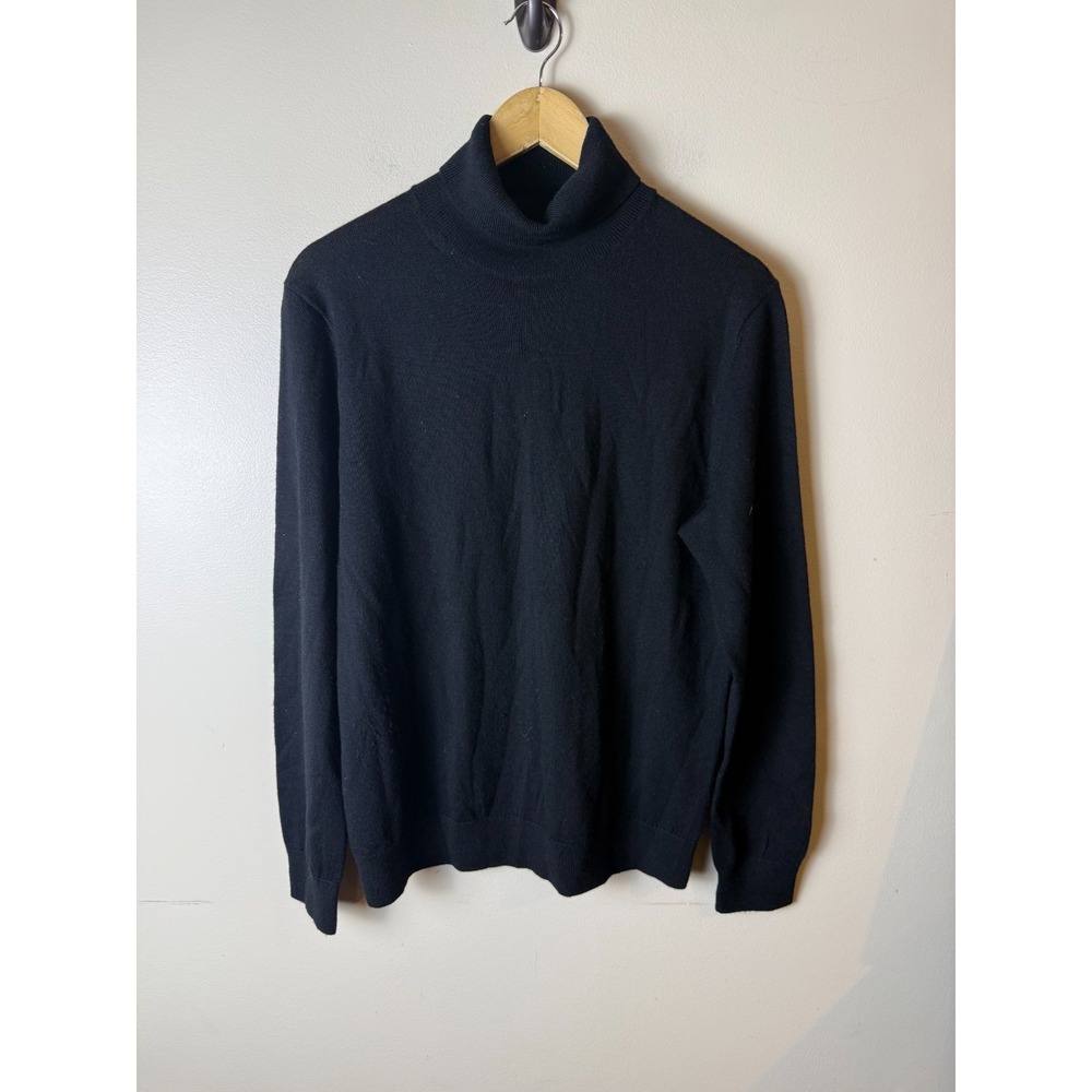 Banana Republic 100% Merino Wool Turtleneck Sweater Womens M Black Lightweight